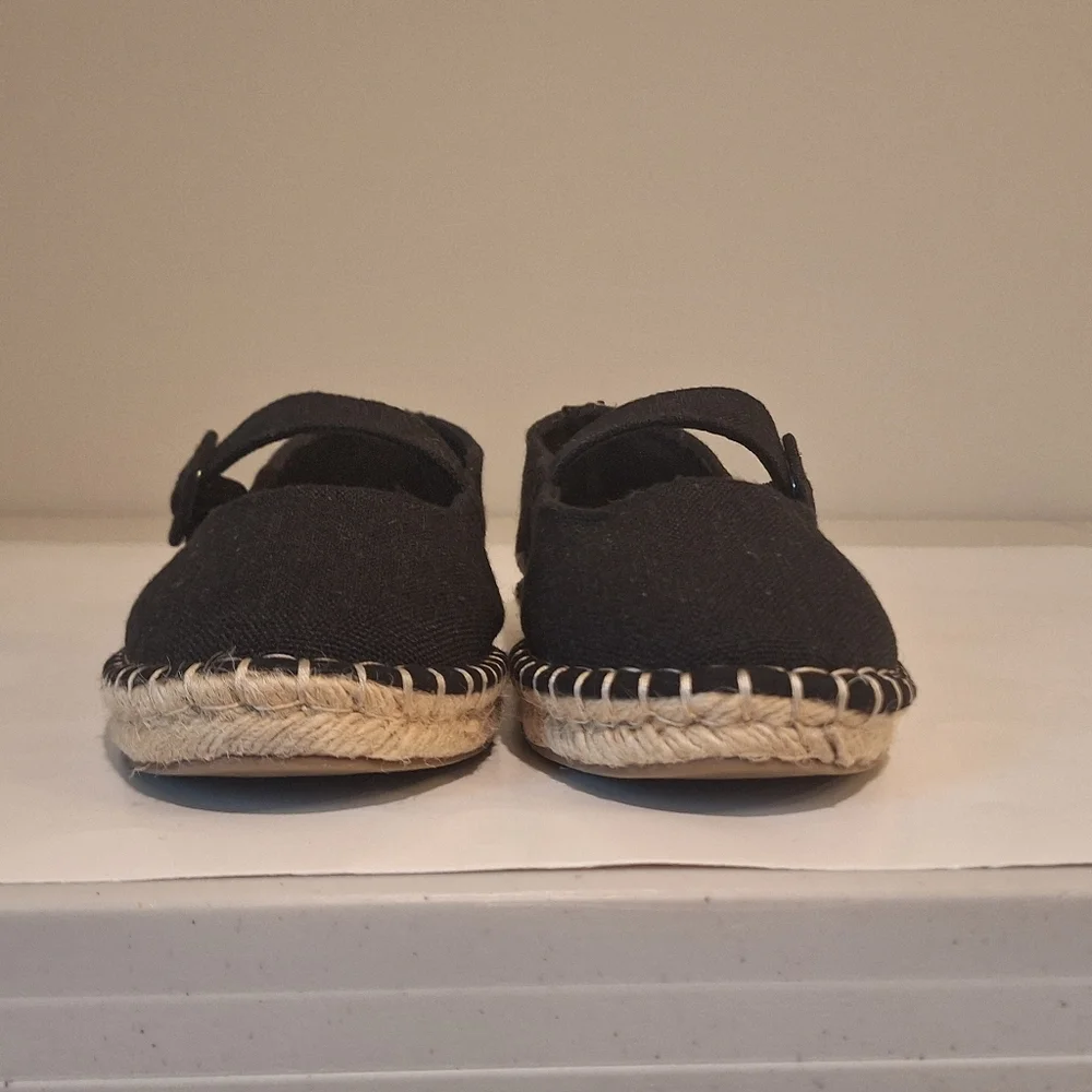Haute Hippie Cecily Mary Jane Espadrille Shoes Black Canvas Sz 8.5 Boho Festival